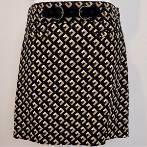 Retro corduroy miniskirt with faux belt detail